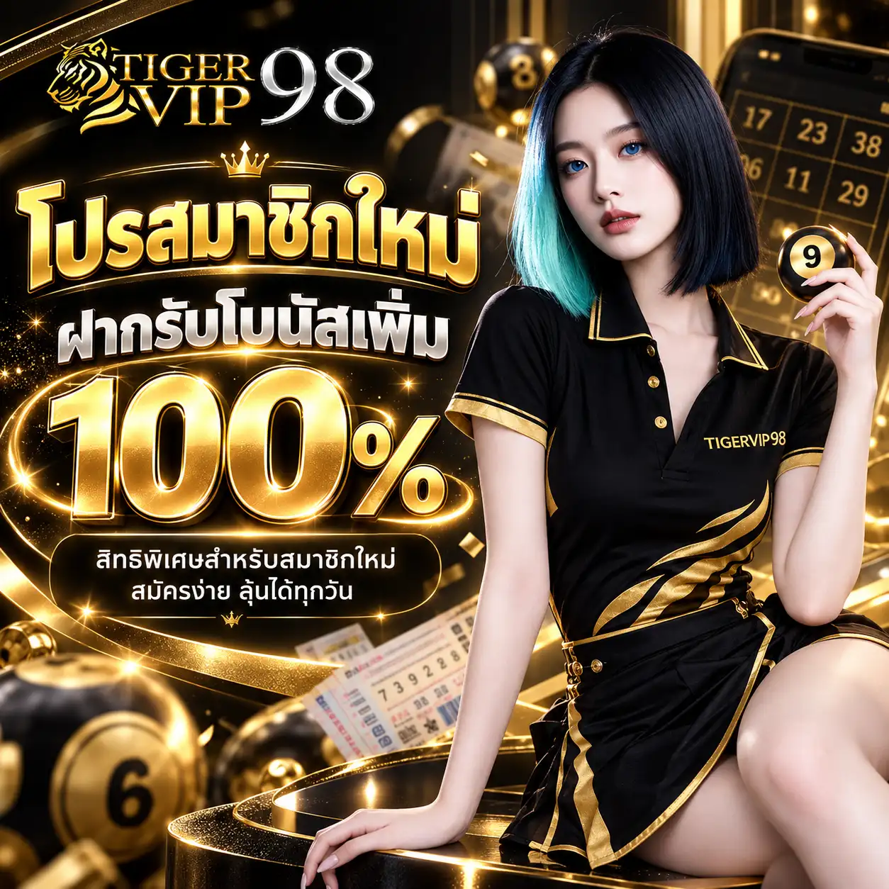 TIGERVIP98 โปรสมาชิกใหม่ฝากรับโบนัสเพิ่ม 100%